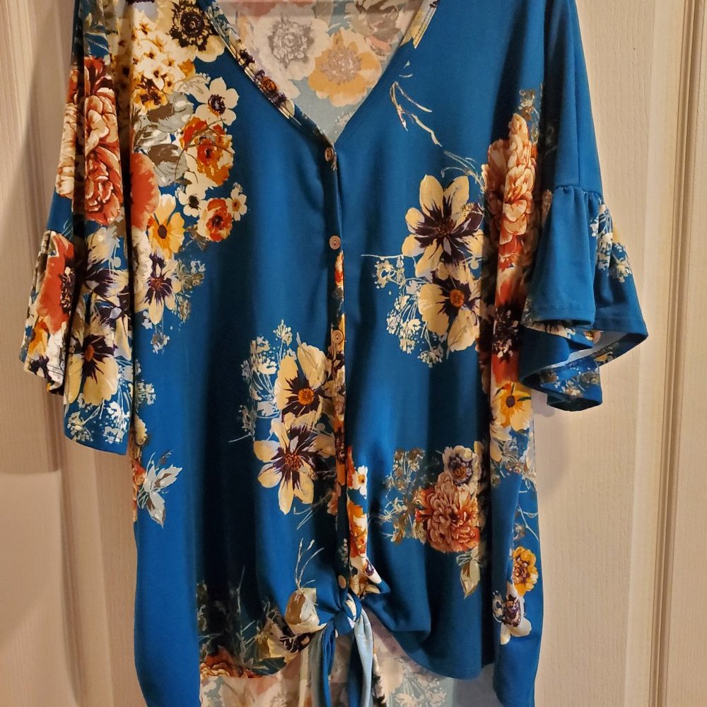 Reborn J Front Tie Teal Top